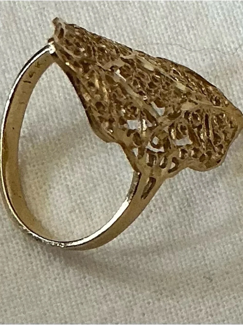 Vintage Italian Fabiani 14K Yellow Gold Filigree Ring Size 7  In Original Box